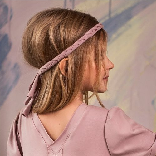 opaska pleciona do włosów dla dziewczynki różowa warkoczyk